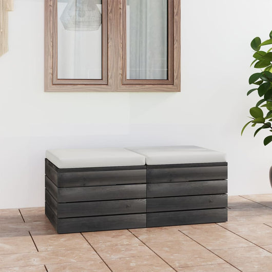 Pouf da Giardino su Pallet 2 pz con Cuscini in Massello di Pino cod mxl 63503