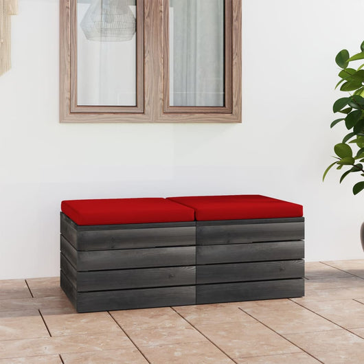 Pouf da Giardino su Pallet 2 pz con Cuscini in Massello di Pino 3061713