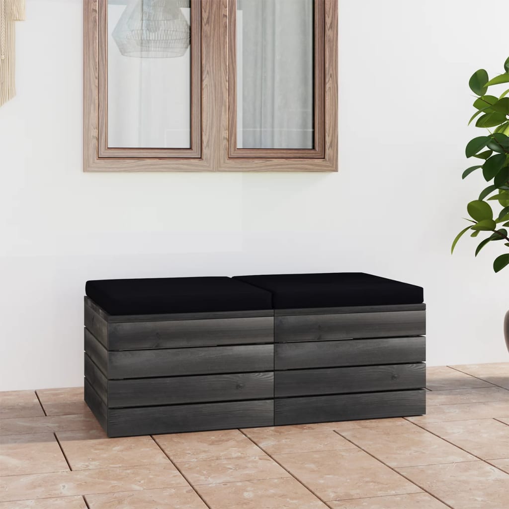 Pouf da Giardino su Pallet 2 pz con Cuscini in Massello di Pino cod mxl 69901