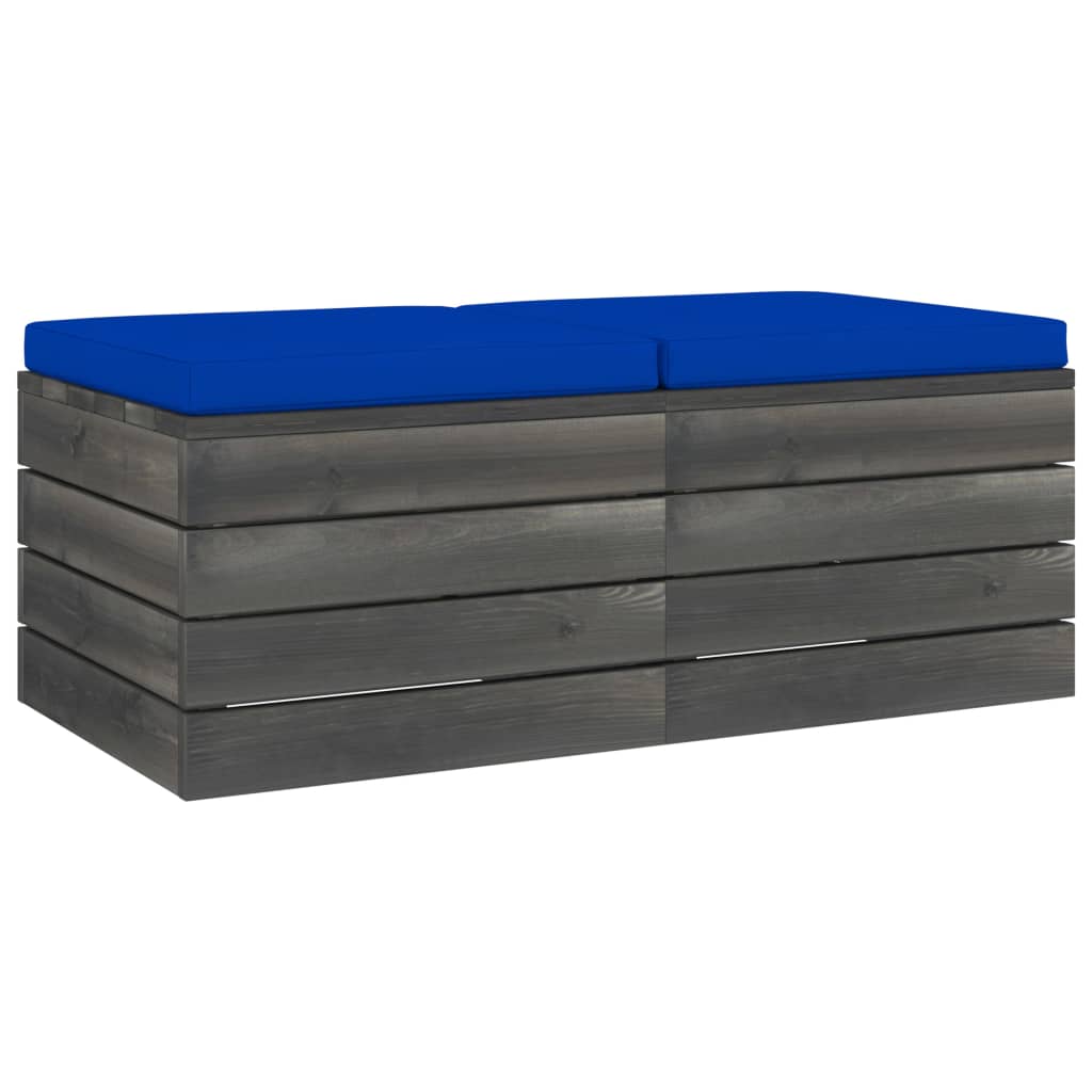 Pouf da Giardino su Pallet 2 pz con Cuscini in Massello di Pino 3061717