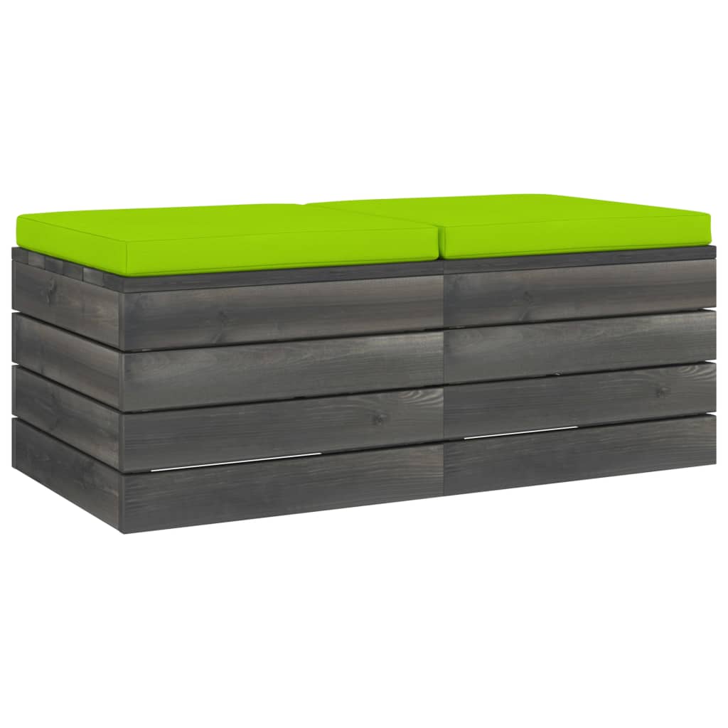 Pouf da Giardino su Pallet 2 pz con Cuscini in Massello di Pino 3061718