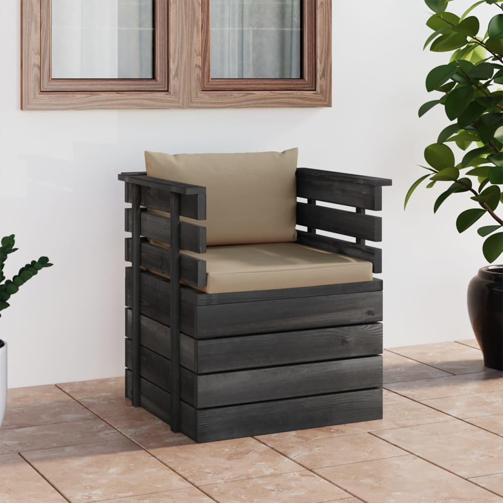 Poltrona da Giardino con Cuscini in Legno di Pino cod mxl 74521