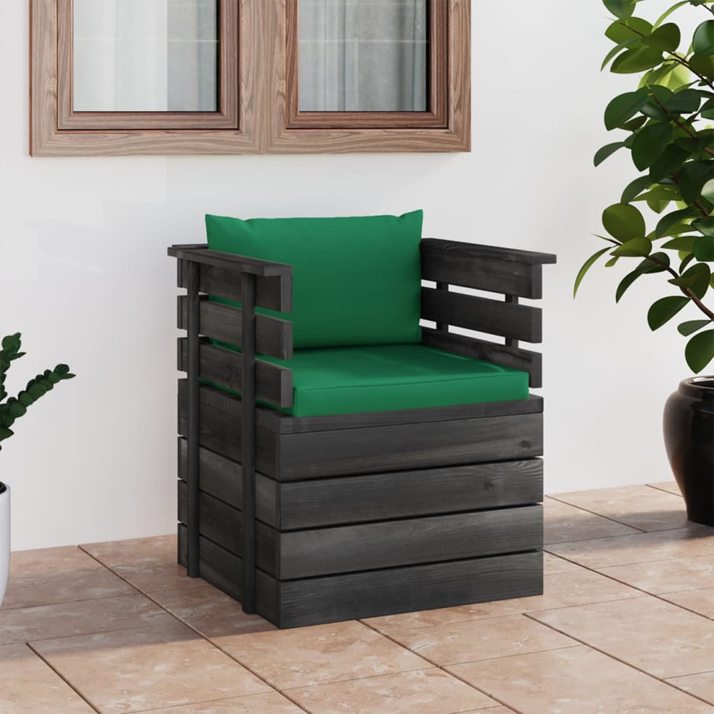 Poltrona da Giardino con Cuscini in Legno di Pino cod mxl 74528