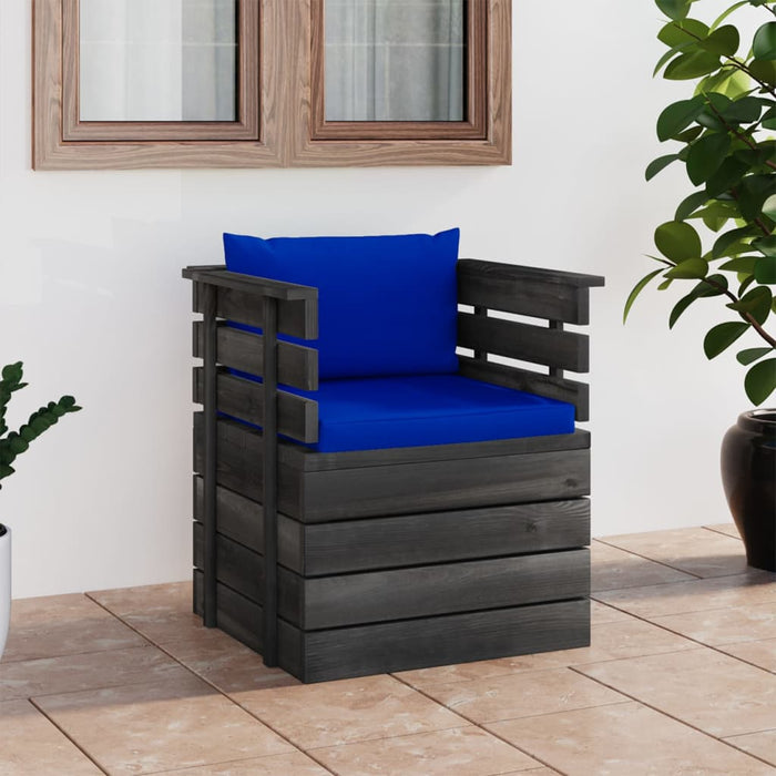 Poltrona da Giardino con Cuscini in Legno di Pino cod mxl 72346