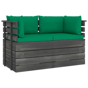 Divano da Giardino 2 Posti su Pallet con Cuscini Massello Pino cod mxl 42324