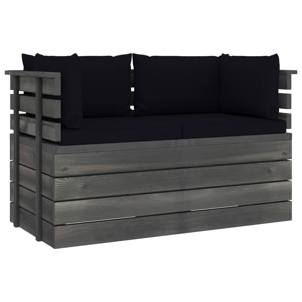 Divano da Giardino 2 Posti su Pallet con Cuscini Massello Pino cod mxl 41497