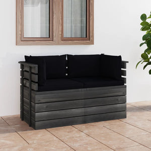 Divano da Giardino 2 Posti su Pallet con Cuscini Massello Pino cod mxl 41497