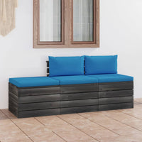 Set Divani da Giardino su Pallet 3 pz con Cuscini Massello Pino 3061759