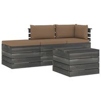 Set Divani da Giardino su Pallet 4 pz con Cuscini Massello Pino 3061787