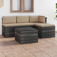 Set Divani da Giardino su Pallet 5 pz con Cuscini Massello Pino 3061794