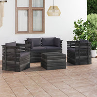 Set Divani da Giardino su Pallet 5 pz con Cuscini Massello Pino cod mxl 40065