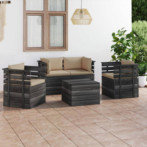 Set Divani da Giardino su Pallet 5 pz con Cuscini Massello Pino 3061818