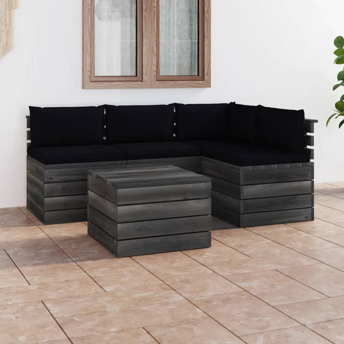 Set Divani da Giardino su Pallet 5 pz con Cuscini Massello Pino 3061834