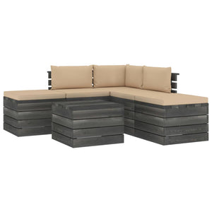 Set Divani da Giardino su Pallet 6 pz con Cuscini Massello Pino 3061842