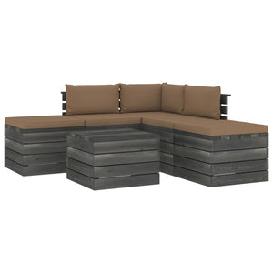 Set Divani da Giardino su Pallet 6 pz con Cuscini Massello Pino 3061847