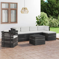 Set Divani da Giardino su Pallet 7 pz con Cuscini Massello Pino 3061877