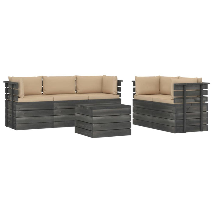 Set Divani da Giardino su Pallet 6 pz con Cuscini Massello Pino 3061890