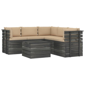 Set Divani da Giardino su Pallet 6 pz con Cuscini Massello Pino 3061902