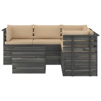 Set Divani da Giardino su Pallet 6 pz con Cuscini Massello Pino 3061902