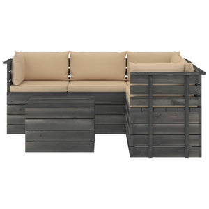 Set Divani da Giardino su Pallet 6 pz con Cuscini Massello Pino 3061902