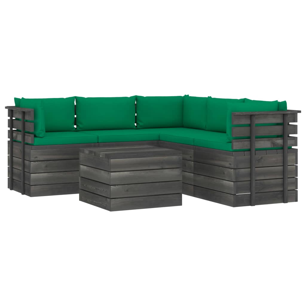 Set Divani da Giardino su Pallet 6 pz con Cuscini Massello Pino 3061904