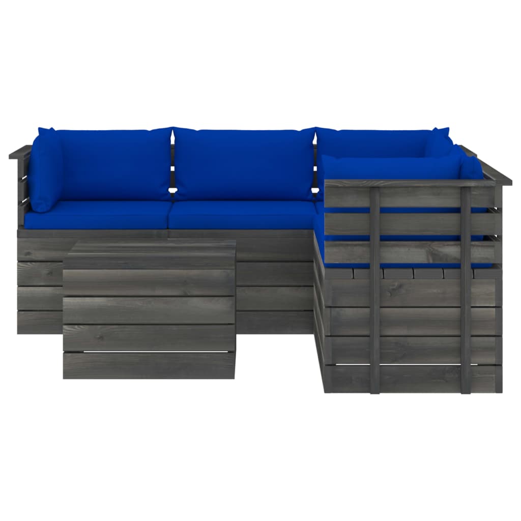 Set Divani da Giardino su Pallet 6 pz con Cuscini Massello Pino 3061909