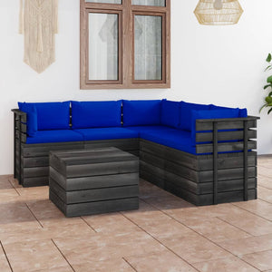 Set Divani da Giardino su Pallet 6 pz con Cuscini Massello Pino 3061909