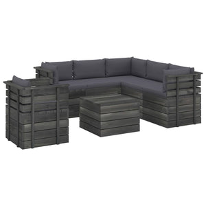 Set Divani da Giardino su Pallet 7 pz con Cuscini Massello Pino 3061911