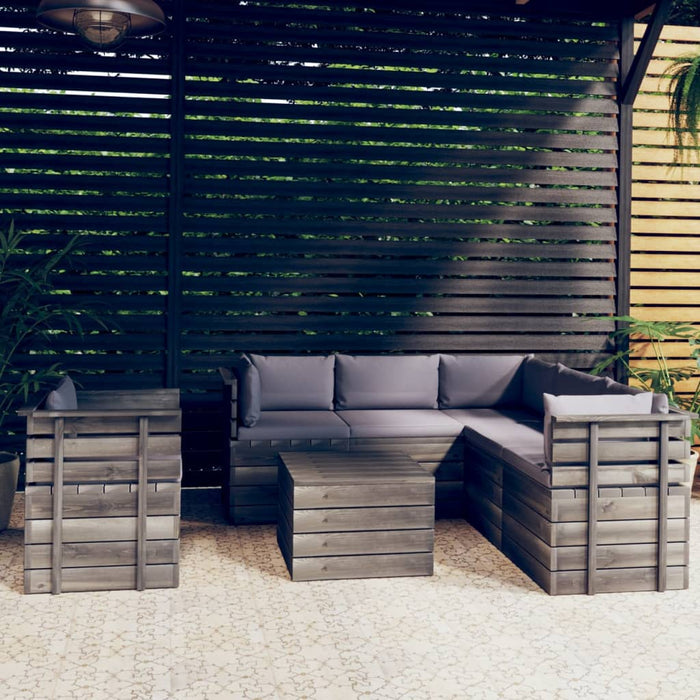 Set Divani da Giardino su Pallet 7 pz con Cuscini Massello Pino 3061911