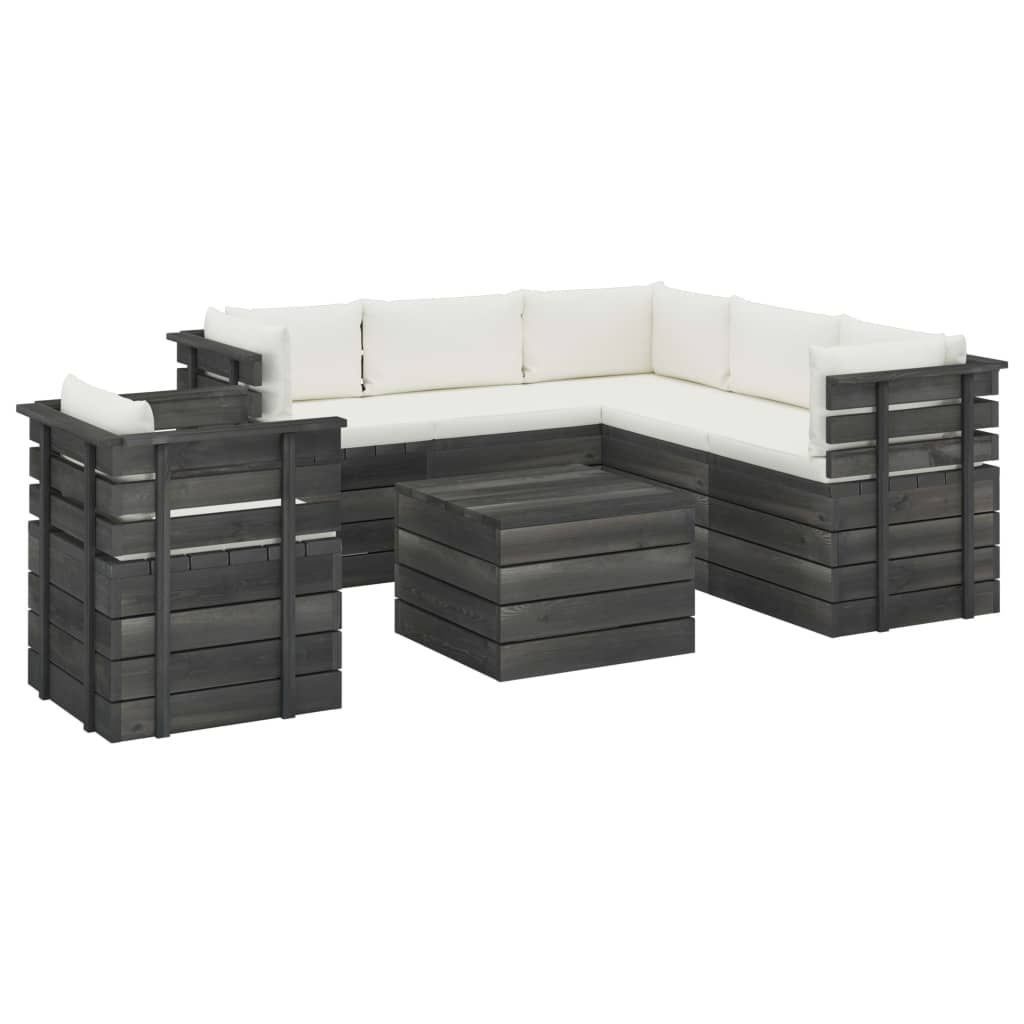 Set Divani da Giardino su Pallet 7 pz con Cuscini Massello Pino 3061913