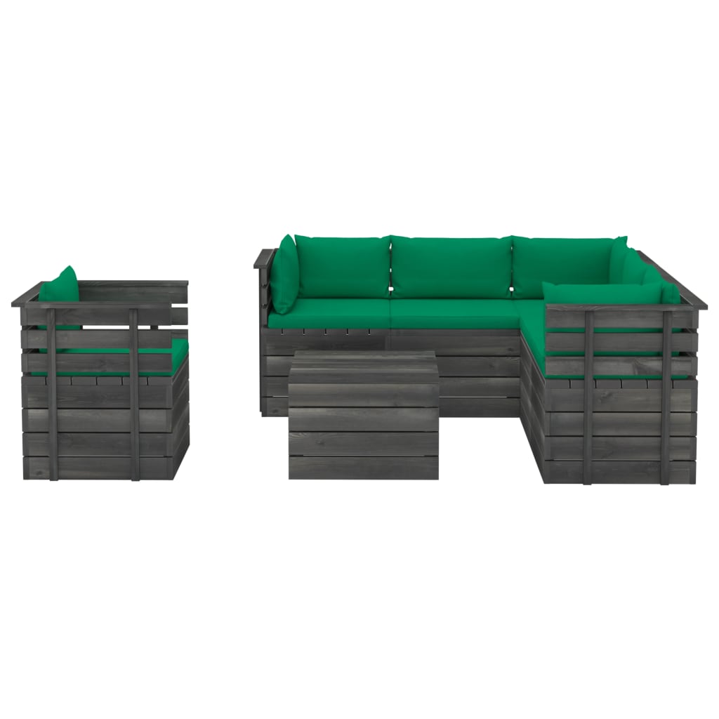 Set Divani da Giardino su Pallet 7 pz con Cuscini Massello Pino 3061916