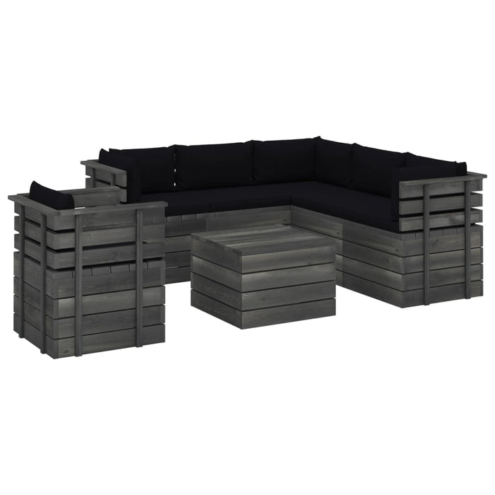 Set Divani da Giardino su Pallet 7 pz con Cuscini Massello Pino 3061918