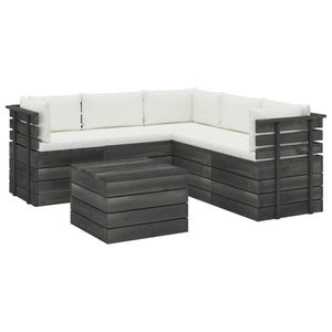 Set Divani da Giardino su Pallet 6 pz con Cuscini Massello Pino 3061949