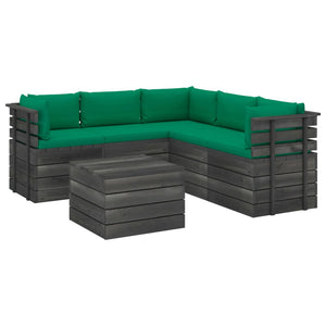 Set Divani da Giardino su Pallet 6 pz con Cuscini Massello Pino 3061952