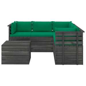 Set Divani da Giardino su Pallet 6 pz con Cuscini Massello Pino 3061952