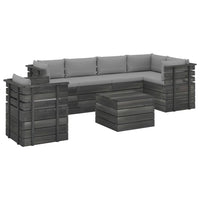 Set Divani da Giardino su Pallet 7 pz con Cuscini Massello Pino 3061960