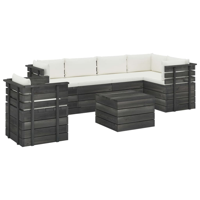 Set Divani da Giardino su Pallet 7 pz con Cuscini Massello Pino 3061961