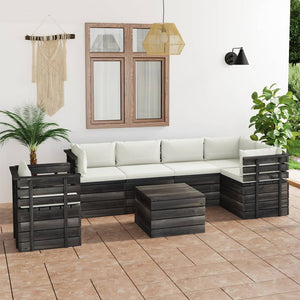 Set Divani da Giardino su Pallet 7 pz con Cuscini Massello Pino 3061961