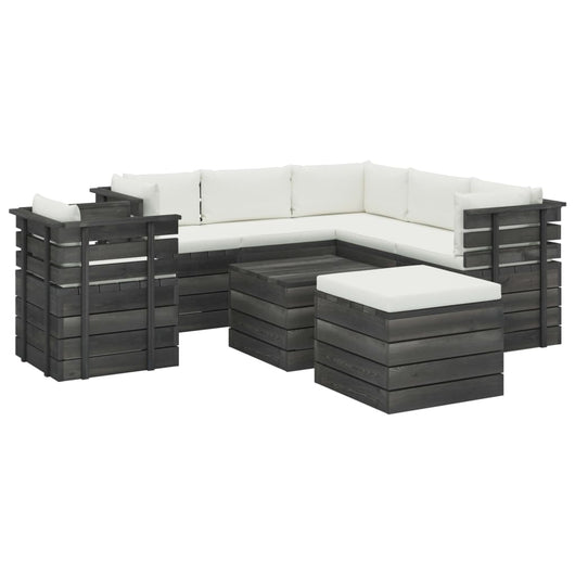 Set Divani da Giardino su Pallet 8 pz con Cuscini Massello Pino 3062033