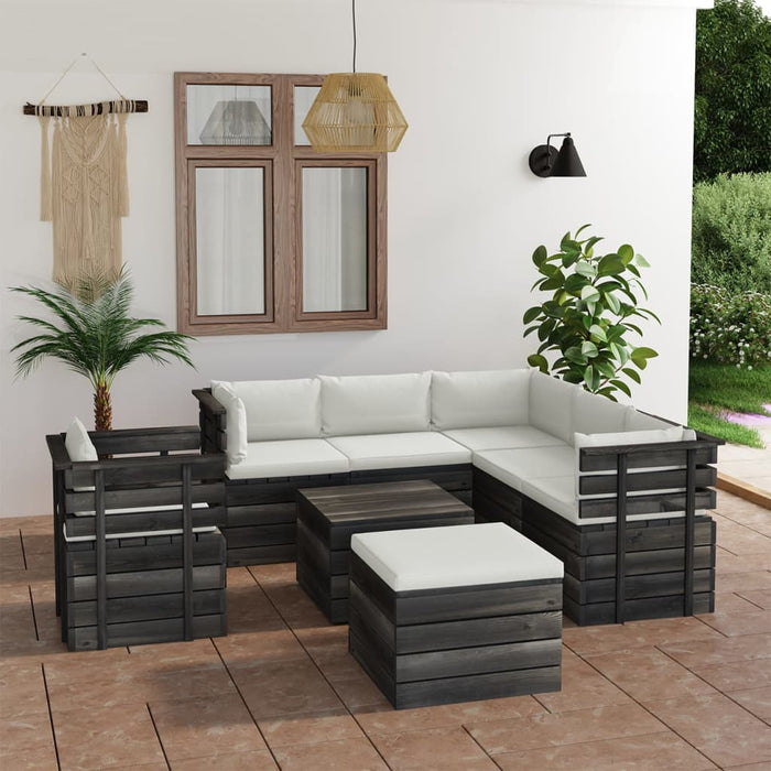 Set Divani da Giardino su Pallet 8 pz con Cuscini Massello Pino 3062033