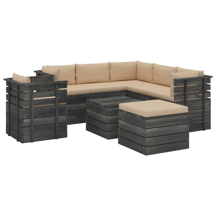 Set Divani da Giardino su Pallet 8 pz con Cuscini Massello Pino cod mxl 34673