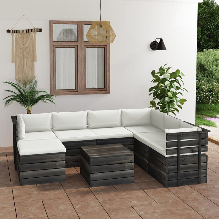 Set Divani da Giardino su Pallet 8 pz con Cuscini Massello Pino 3062045