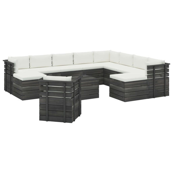 Set Divani da Giardino Pallet 12 pz con Cuscini Massello Pino 3062105