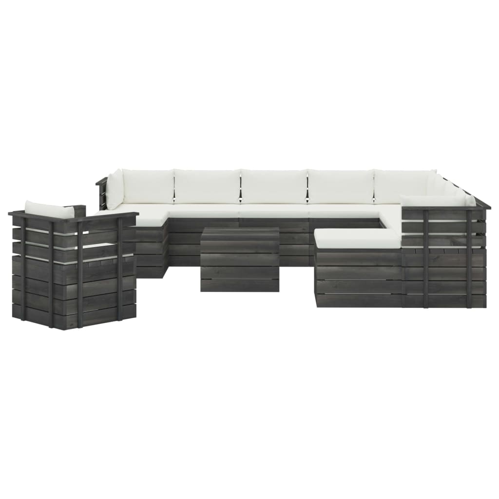 Set Divani da Giardino Pallet 12 pz con Cuscini Massello Pino 3062105