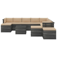 Set Divani da Giardino Pallet 12 pz con Cuscini Massello Pino 3062118