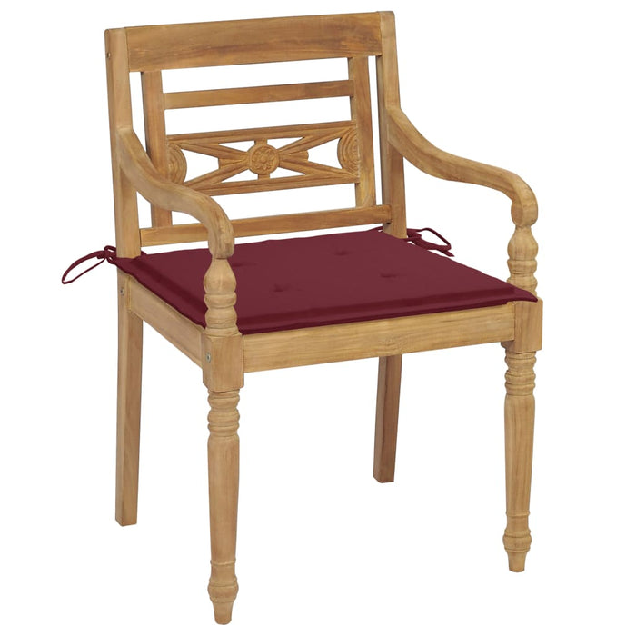 Sedie Batavia 2 pz con Cuscini Rosso Vino in Massello di Teak cod mxl 74909