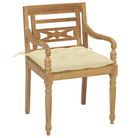 Sedie Batavia 2 pz con Cuscini Bianco Crema in Massello di Teak 3062144