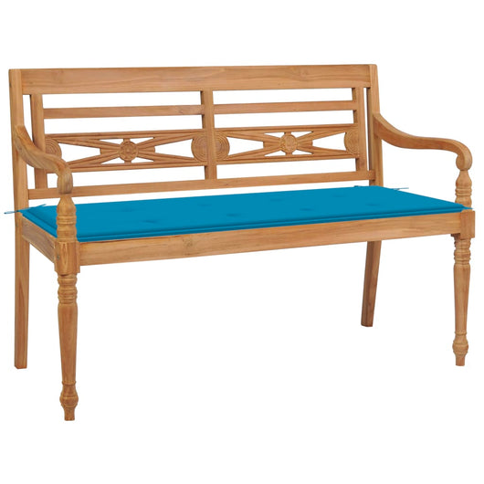 Panca Batavia con Cuscino Blu 120 cm in Massello di Teak cod mxl 45798