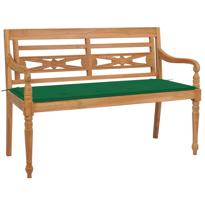 Panca Batavia con Cuscino Verde 120 cm in Massello di Teak cod mxl 45799