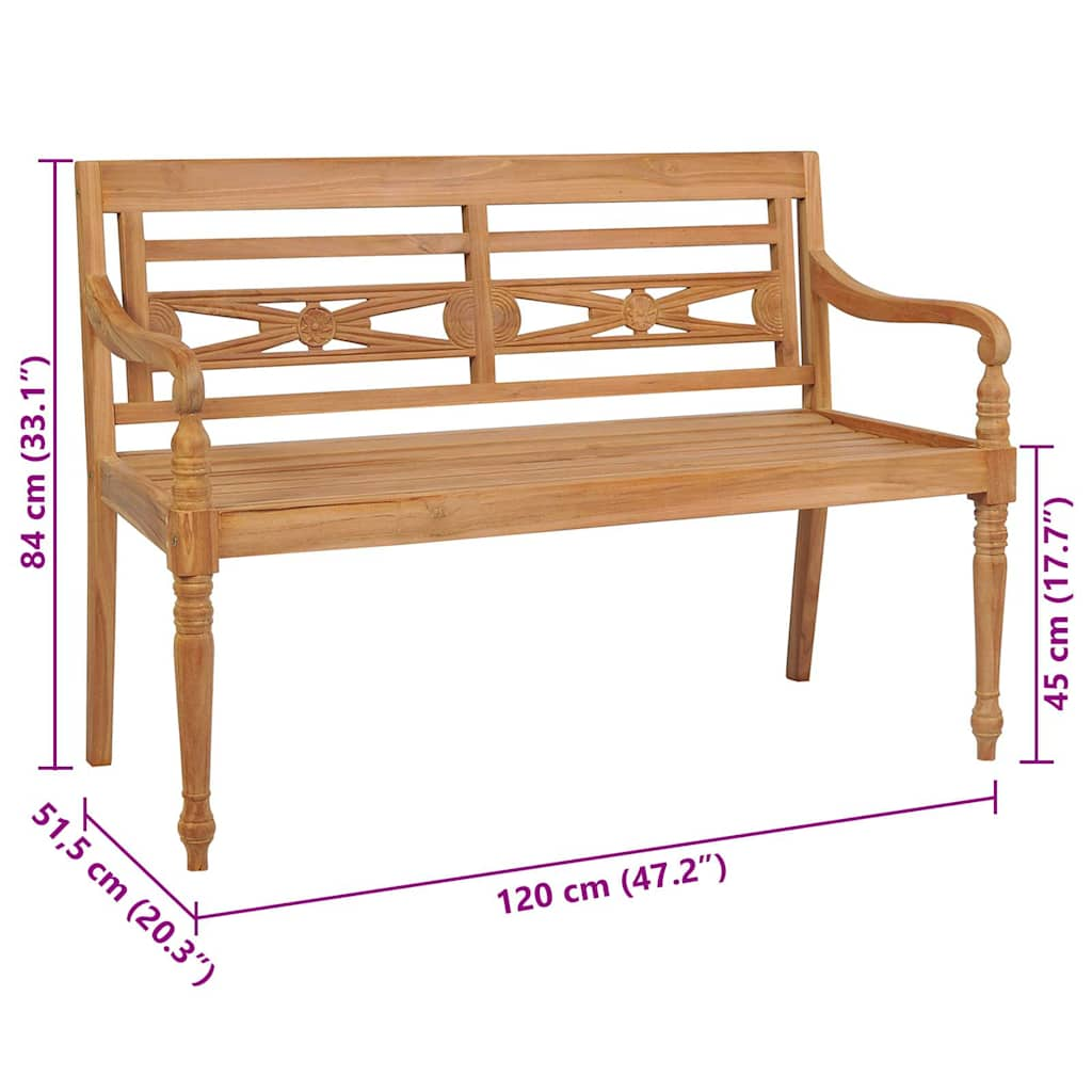 Panca Batavia con Cuscino Talpa 120 cm in Massello di Teak 3062162